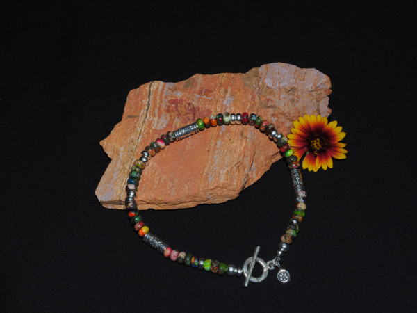 Multi-Colored Jasper and Sterling Silver Bracelet