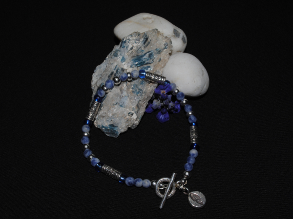 Blue Sodalite and Sterling Silver Bracelet